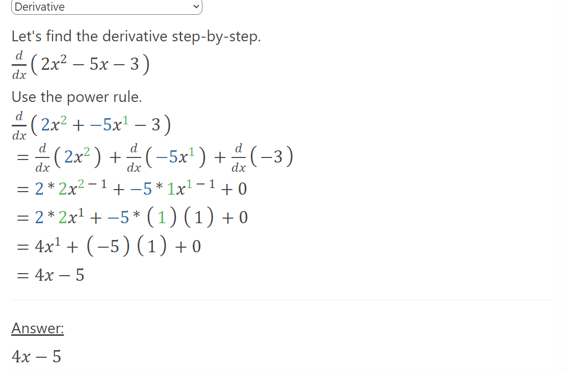 Derivative Calculator (Maths Solver) - Calculator3.com