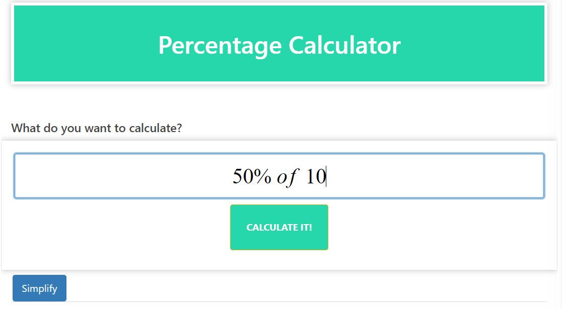 percentage calculator homework